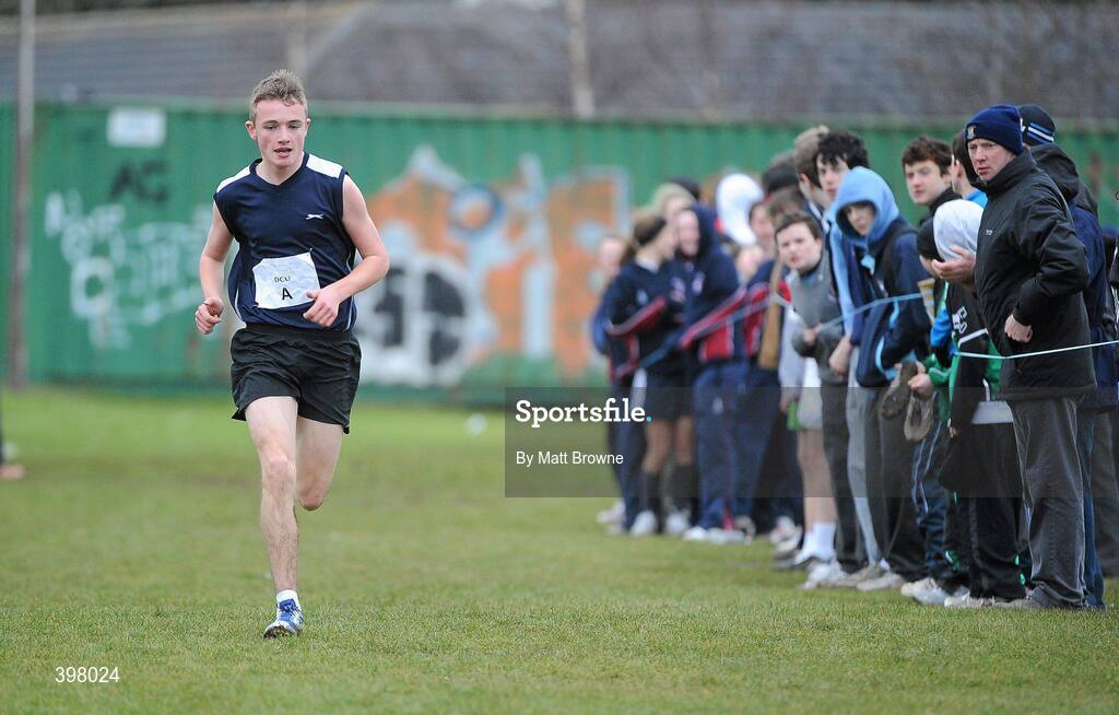 27 January 2010; Aaron Hanlon, from St Mary's Secondary School Drogheda, Co. Louth. on his way to winning the Junior Boys race at the DCU Invitational Cross Country competition. Dublin City University, Glasnevin, Dublin. Picture credit: Matt Browne / SPORTSFILE