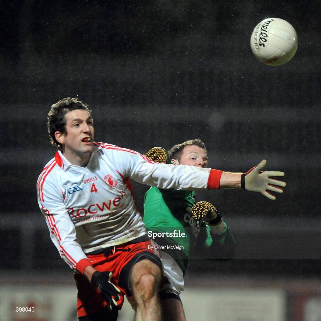 27 January 2010; Justin McMahon, Tyrone, in action against Rory Foy, Fermanagh. Barrett Sports Lighting Dr. McKenna Cup Semi-Final, Tyrone v Fermanagh, Healy Park, Omagh, Co. Tyrone. Picture credit: Oliver McVeigh / SPORTSFILE