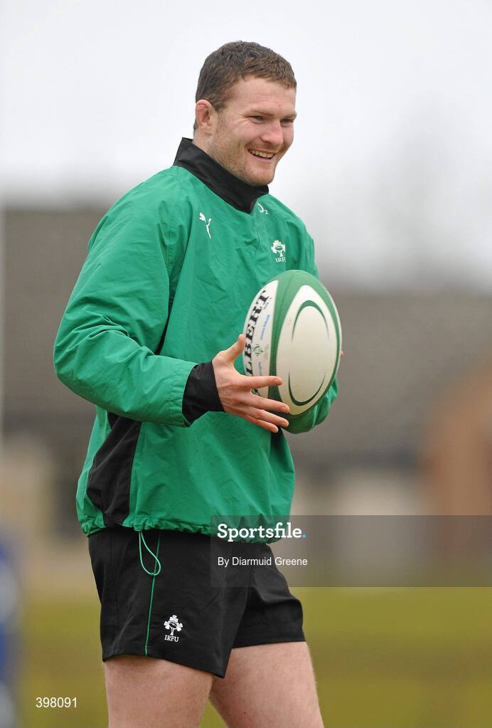 28 January 2010; Ireland's Donnacha Ryan in action during squad training ahead of their opening RBS Six Nations Rugby Championship game against Italy on February 6th. University of Limerick, Limerick. Picture credit: Diarmuid Greene / SPORTSFILE
