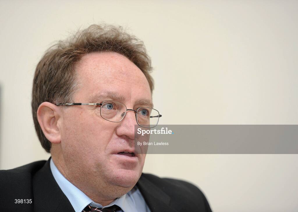 28 January 2010; The GAA has unveiled a new Respect Initiative aimed at fostering a new approach of fair play, mutual respect and good will to Gaelic football and hurling across all grades. A specific programme has been devised with clearly defined roles of responsibility for all of the key participants in our games including players, coaches, parents/guardians, managers and match officials. Speaking at the launch is Pat Daly, GAA Director of Games. GAA Museum Auditorium, Croke Park, Dublin. Picture credit: Brian Lawless / SPORTSFILE  *** Local Caption ***