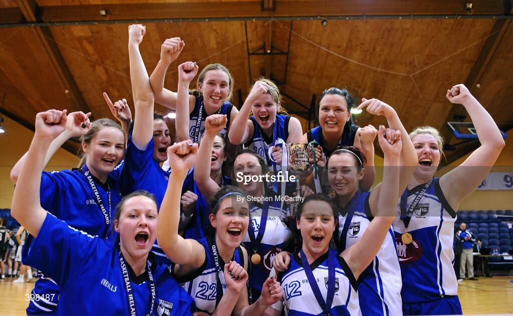 29 January 2010; The AOS Security Glanmire team celebrate victory. Basketball Ireland Women’s Under 18 National Cup Final, AOS Security Glanmire, Cork, v Meteors, Dublin, National Basketball Arena, Tallaght, Dublin. Picture credit: Stephen McCarthy / SPORTSFILE