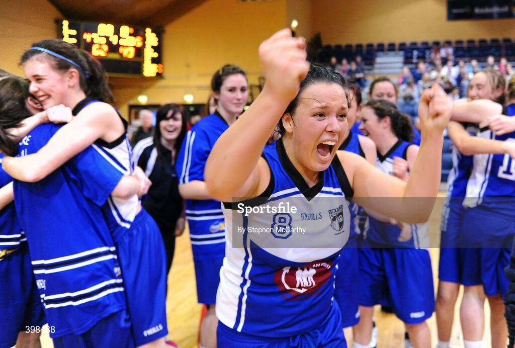 29 January 2010; Clodagh Scannell, AOS Security Glanmire, celebrates her side's victory. Basketball Ireland Women’s Under 18 National Cup Final, AOS Security Glanmire, Cork, v Meteors, Dublin, National Basketball Arena, Tallaght, Dublin. Picture credit: Stephen McCarthy / SPORTSFILE