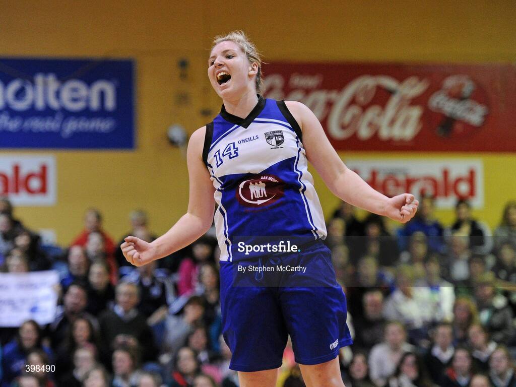 29 January 2010; Stephanie O'Sullivan, AOS Security Glanmire, celebrates at the final whistle. Basketball Ireland Women’s Under 18 National Cup Final, AOS Security Glanmire, Cork, v Meteors, Dublin, National Basketball Arena, Tallaght, Dublin. Picture credit: Stephen McCarthy / SPORTSFILE