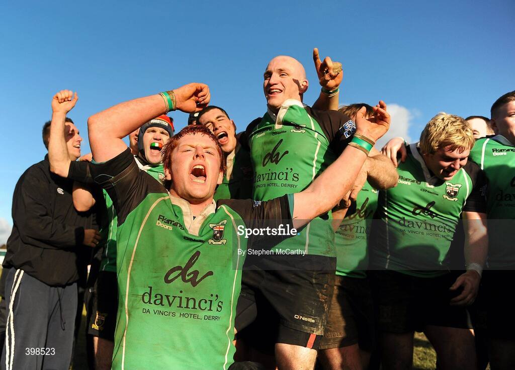 30 January 2010; Stephen Corr, City of Derry, celebrates at the final whistle. AIB Junior Cup Final, Armagh v City of Derry, Dubarry Park, Athlone, Co. Westmeath. Picture credit: Stephen McCarthy / SPORTSFILE