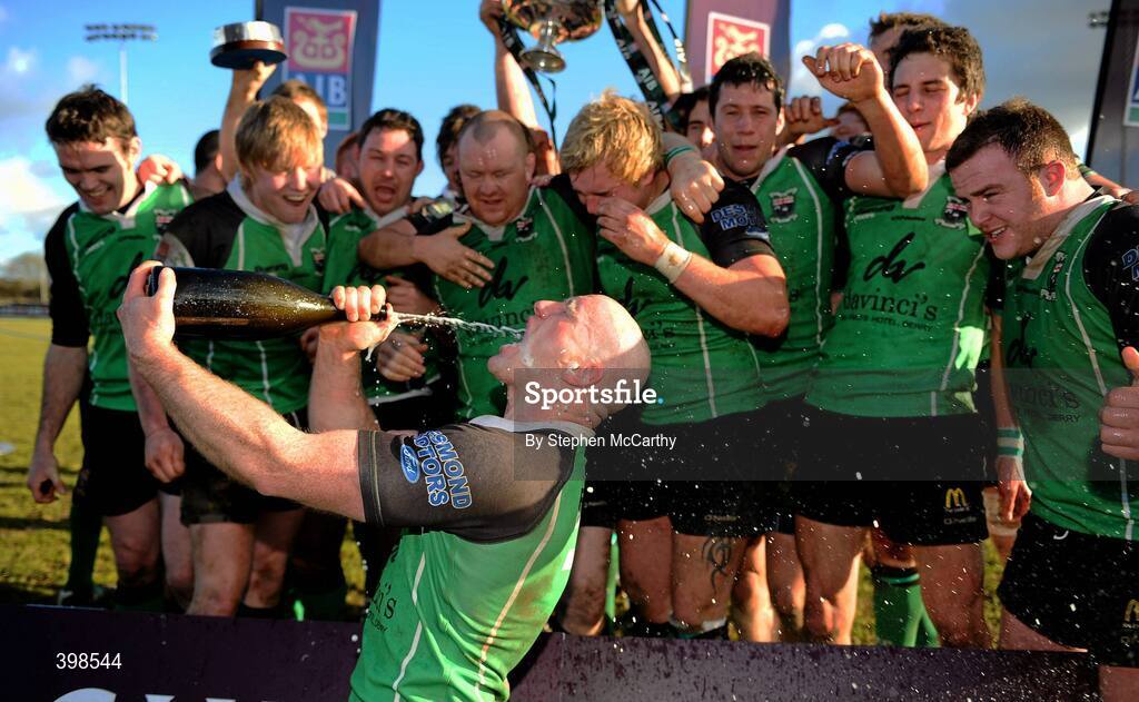 30 January 2010; Mark Walker, City of Derry, celebrates victory with team-mates. AIB Junior Cup Final, Armagh v City of Derry, Dubarry Park, Athlone, Co. Westmeath. Picture credit: Stephen McCarthy / SPORTSFILE