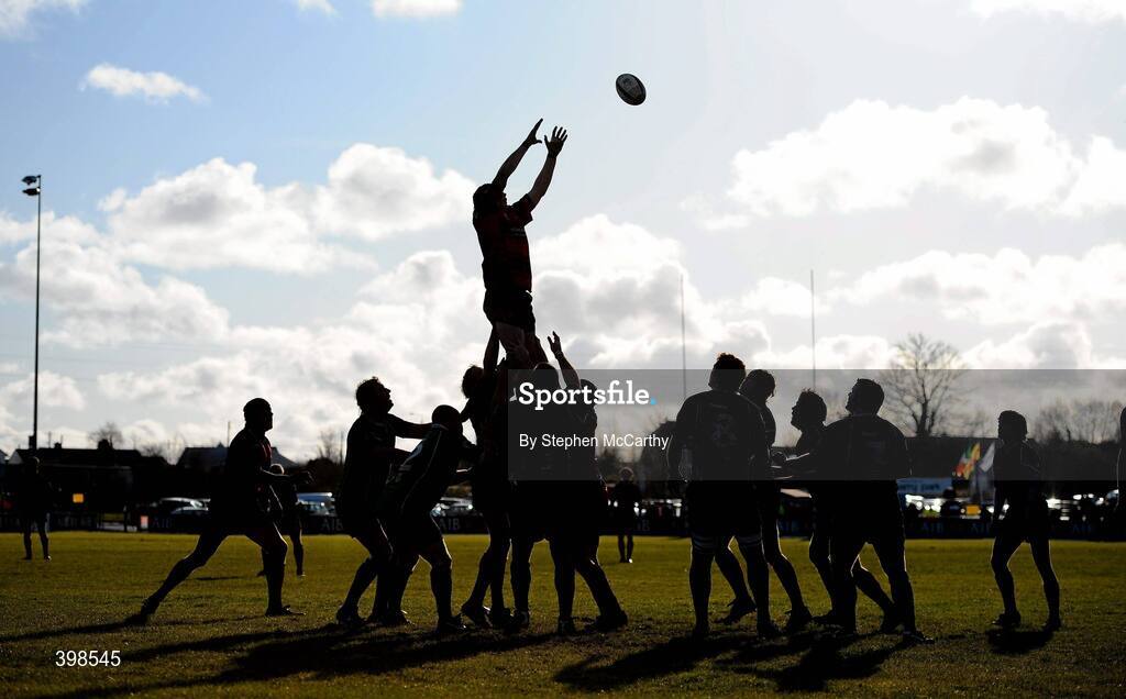 30 January 2010; A general view of a lineout during the game. AIB Junior Cup Final, Armagh v City of Derry, Dubarry Park, Athlone, Co. Westmeath. Picture credit: Stephen McCarthy / SPORTSFILE