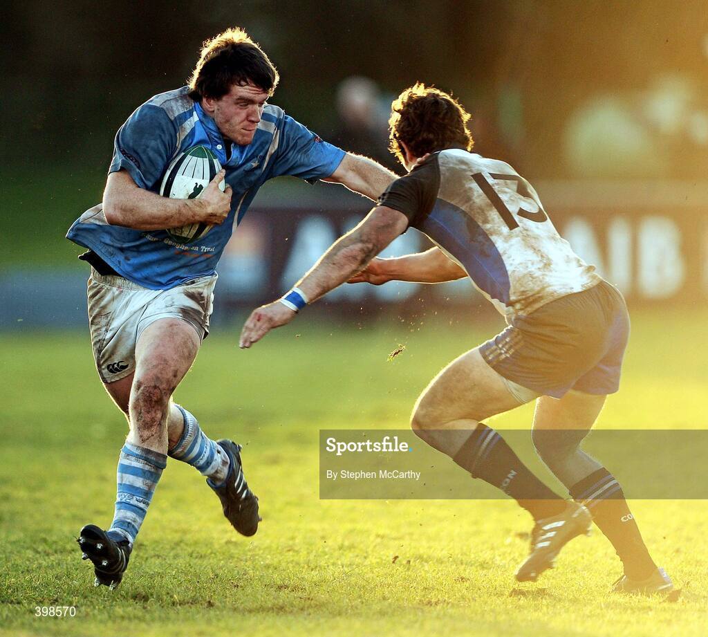 30 January 2010; Micheal Sherry, Garryowen, in action against Tom Gleeson, Cork Constitution. AIB Cup Final, Cork Constitution v Garryowen, Dubarry Park, Athlone, Co. Westmeath. Picture credit: Stephen McCarthy / SPORTSFILE