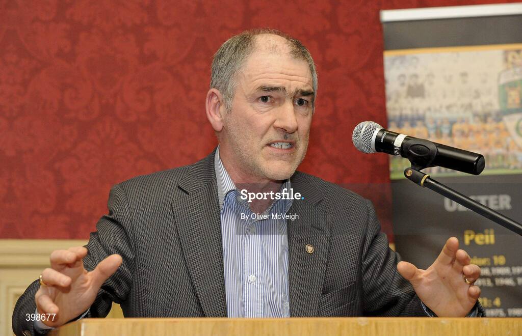 30 January 2010; Mickey Harte, speaking during the 6th annual O'Neills Ulster GAA Coaching & Games Development Conference 2010. The Conference targets coaches who are working with youth players from 13-18 years. The conference consolidates the coach education work that is ongoing within the County programmes and the Provincial Coach Development Programme. Ulster coaches are constantly refocusing and challenging their coaching practices and the speakers this year will again challenge the coaches to raise the bar. O'Neills Ulster GAA Coaching & Games Development Conference 2010,  Glenavon Hotel, Cookstown, Co. Tyrone. Picture credit: Oliver McVeigh / SPORTSFILE