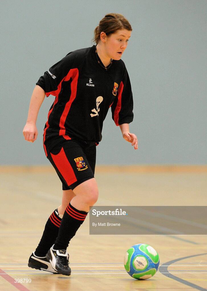 30 January 2010; Eimear Knightly, UCC, in action against UCD. WSCAI National Futsal Cup Final, UCC v UCD, Kingfishers Sports Centre, NUIG, University Road, Galway. Picture credit: Matt Browne / SPORTSFILE