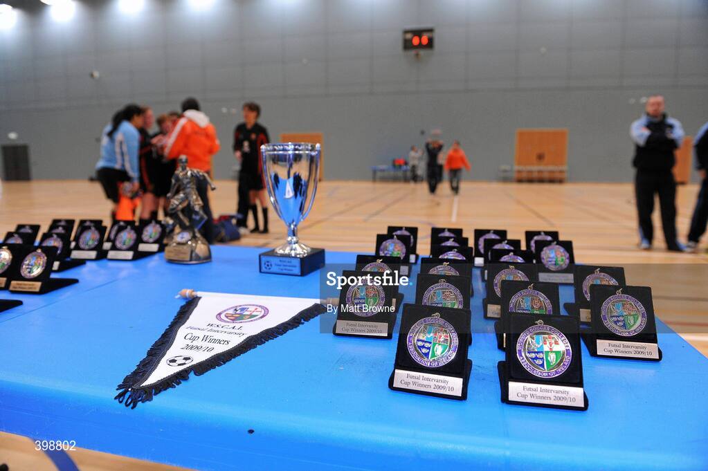 30 January 2010; A generial view of the medals. WSCAI National Futsal Plate Final, Trinity v NUIM, Kingfishers Sports Centre, NUIG, University Road, Galway. Picture credit: Matt Browne / SPORTSFILE