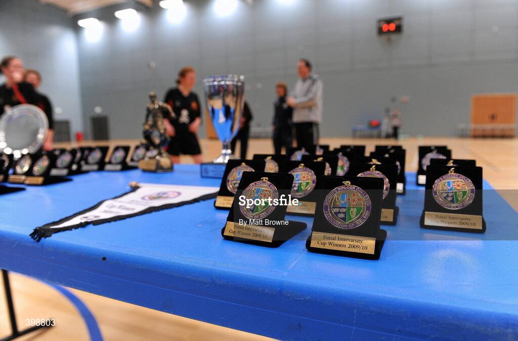 30 January 2010; A generial view of the medals. WSCAI National Futsal Plate Final, Trinity v NUIM, Kingfishers Sports Centre, NUIG, University Road, Galway. Picture credit: Matt Browne / SPORTSFILE