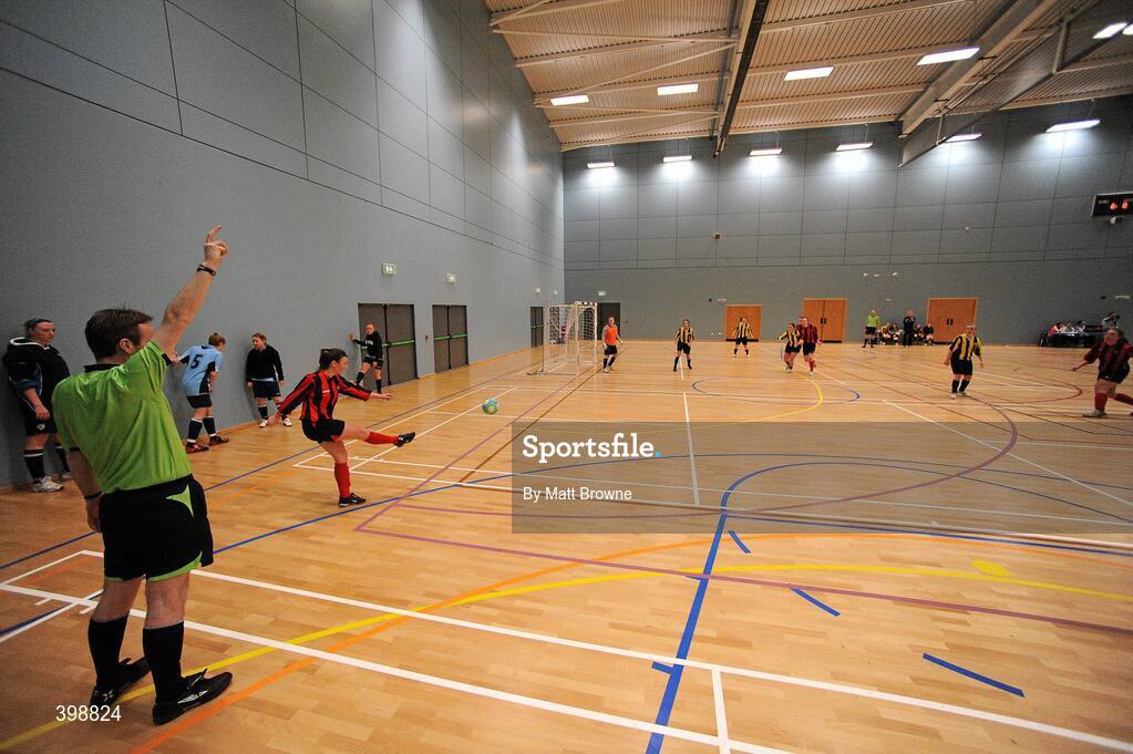 30 January 2010; Josephine Amelia Shister, Trinity, takes a corner during the game against NUI Maynooth. WSCAI National Futsal Plate Final, Trinity v NUIM, Kingfishers Sports Centre, NUIG, University Road, Galway. Picture credit: Matt Browne / SPORTSFILE