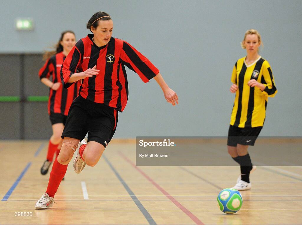 30 January 2010; Hannah Tyrrell, Trinity in action against NUI Maynooth. WSCAI National Futsal Plate Final, Trinity v NUIM, Kingfishers Sports Centre, NUIG, University Road, Galway. Picture credit: Matt Browne / SPORTSFILE