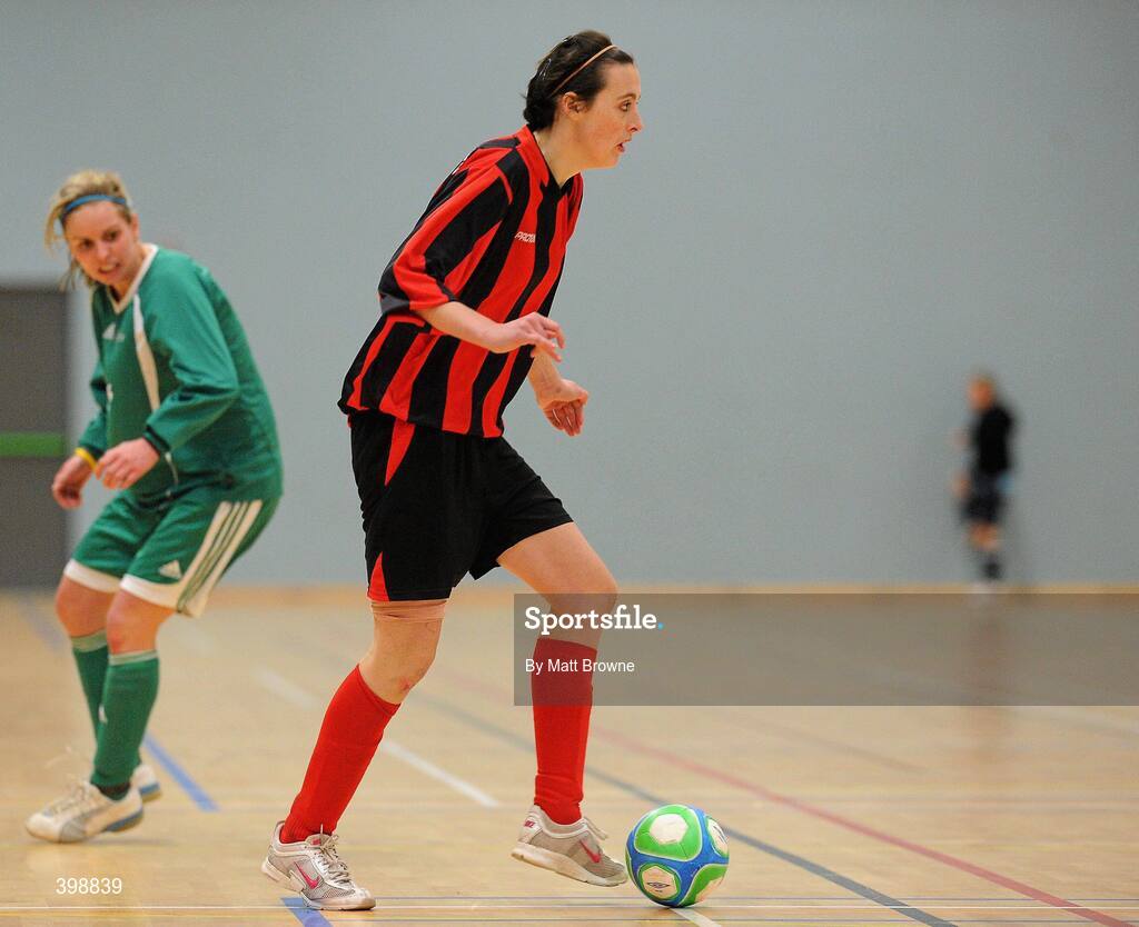30 January 2010; Hannah Tyrrell, Trinity, in action against CCFE. WSCAI National Futsal Plate Semi-Final 2, Trinity v CCFE, Kingfishers Sports Centre, NUIG, University Road, Galway. Picture credit: Matt Browne / SPORTSFILE