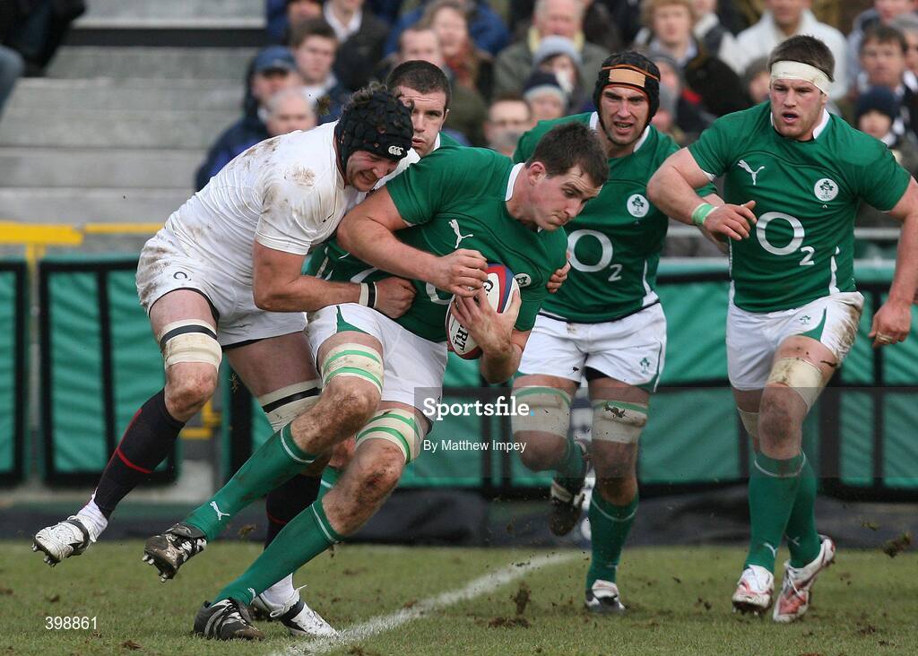 31 January 2010; Devin Toner, Ireland Wolfhounds, is tackled by George Skirvington, England Saxons. Representative Fixture, England Saxons v Ireland Wolfhounds, Recreation Ground, Bath, England. Picture credit: Matthew Impey / SPORTSFILE