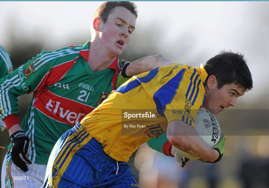31 January 2010; Sean Purcell, Roscommon, in action against Shane Nally, Mayo. Connacht FBD League, Section A, Round 3, Roscommon v Mayo, Ballinlough GAA Grounds, Ballinclough, Co. Roscommon. Picture credit: Ray Ryan / SPORTSFILE