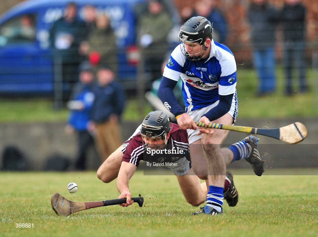31 January 2010; Darren Maher, Laois, in action against Joe Gantley, Galway. Walsh Cup Quarter-Final, Laois v Galway, Kelly Daly Park, Rathdowney, Co. Laois. Picture credit: David Maher / SPORTSFILE