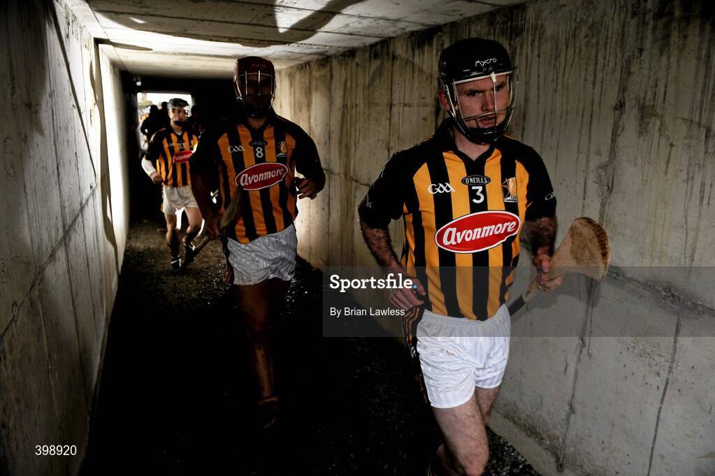 31 January 2010; Kilkenny's Canice Hickey, right, and team-mates make their way through the tunnel for the second half of the match. Walsh Cup Quarter-Final, Offaly v Kilkenny, O'Connor Park, Tullamore, Co. Offaly. Picture credit: Brian Lawless / SPORTSFILE