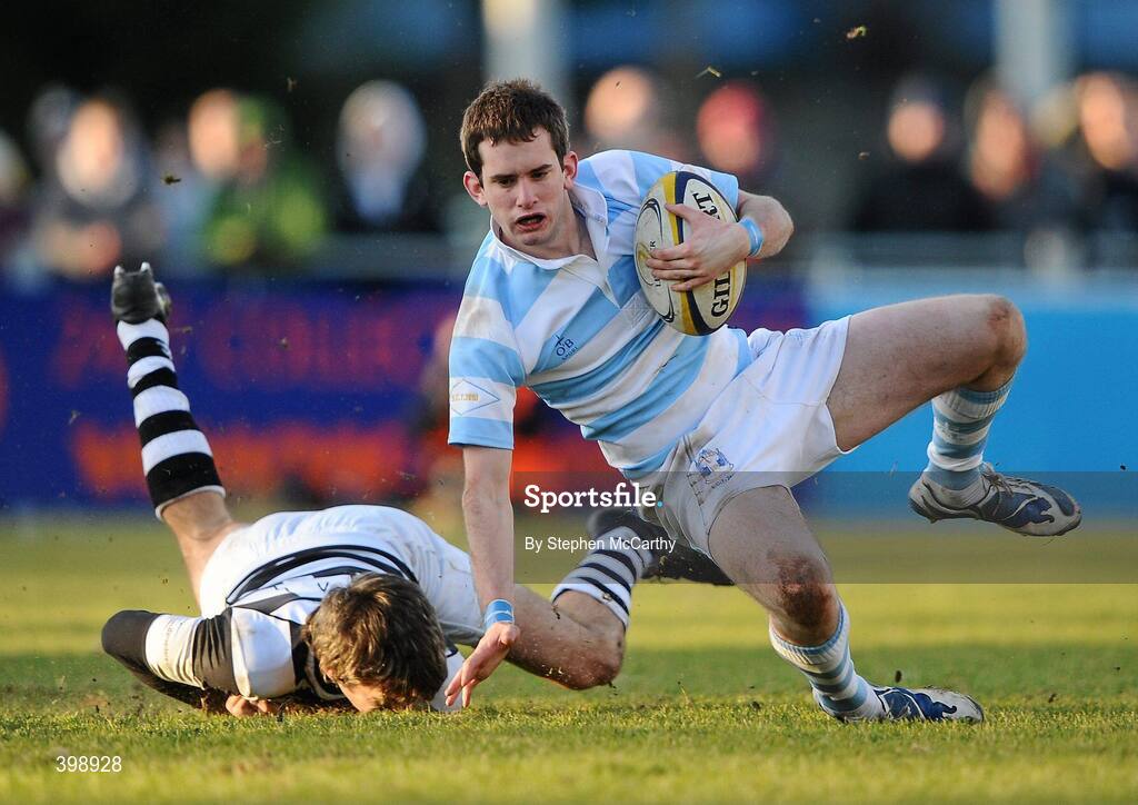 31 January 2010; Joseph O'Sullivan, Blackrock College, is tackled by Mark Kavanagh, Belvedere College. Leinster Schools Senior Cup First Round, Belvedere College v Blackrock College, Donnybrook Stadium, Donnybrook, Dublin. Picture credit: Stephen McCarthy / SPORTSFILE