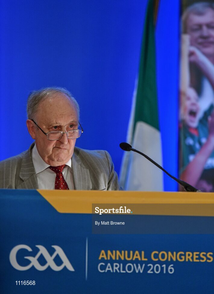 27 February 2016; Frank Murphy, Secretary Cork County Board, addresses Congress during the GAA Annual Congress. Mount Wolseley Hotel Spa & Golf Resort, Tullow, Carlow. Picture credit: Matt Browne / SPORTSFILE