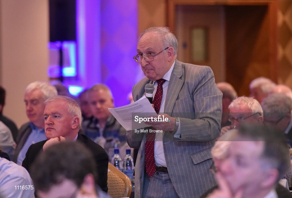 27 February 2016; Frank Murphy, Secretary Cork County Board, addresses the floor during the GAA Annual Congress. Mount Wolseley Hotel Spa & Golf Resort, Tullow, Carlow. Picture credit: Matt Browne / SPORTSFILE