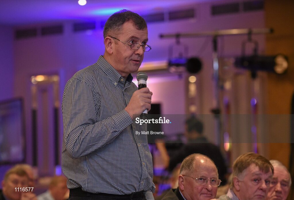 27 February 2016; John Costello, Dublin GAA Chief Executive, address the floor during the GAA Annual Congress. Mount Wolseley Hotel Spa & Golf Resort, Tullow, Carlow. Picture credit: Matt Browne / SPORTSFILE