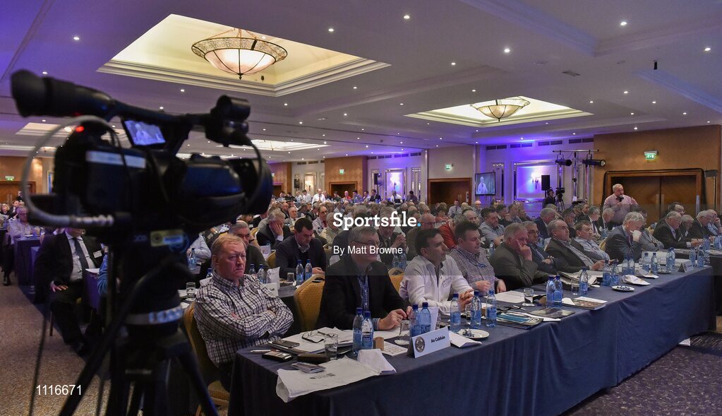 27 February 2016; Delegates during motion 43 on Broadcast Right that all televised Inter-County Championship  Games shall be avalable on free to air TV that failed during the GAA Annual Congress. Mount Wolseley Hotel Spa & Golf Resort, Tullow, Carlow. Picture credit: Matt Browne / SPORTSFILE