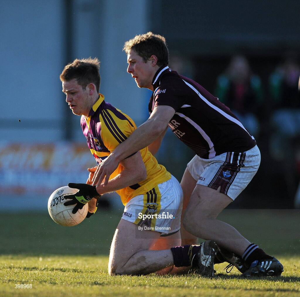 31 January 2010; David Murphy, Wexford, in action against Paul Greville, Westmeath. O'Byrne Shield Semi-Final, Pairc Ui Siochan, Wexford v Westmeath, Gorey, Co. Wexford. Picture credit: Daire Brennan / SPORTSFILE