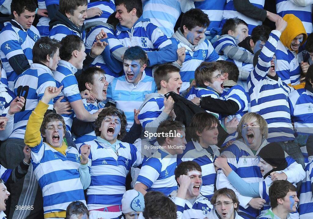 31 January 2010; Belvedere College supporters celebrate a score. Leinster Schools Senior Cup First Round, Belvedere College v Blackrock College, Donnybrook Stadium, Donnybrook, Dublin. Picture credit: Stephen McCarthy / SPORTSFILE