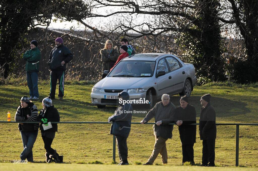 31 January 2010; Spectators watch the game from the bank on the side on the pitch. Walsh Cup Quarter-Final, Wexford v UCD, Pairc Ui Siochan, Gorey, Co. Wexford. Picture credit: Daire Brennan / SPORTSFILE
