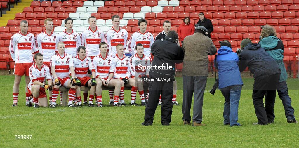 24 January 2010; The Derry team pose to have their photograph taken. Barrett Sports Lighting Dr. McKenna Cup, Group C, Derry v Down, Celtic Park, Derry. Picture credit: Oliver McVeigh / SPORTSFILE