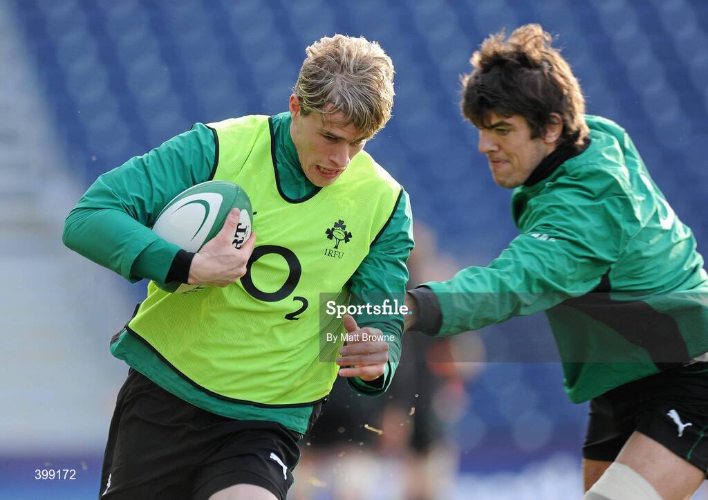 1 February 2010; Ireland's Andrew Trimble in action against Donncha O'Callaghan during squad training ahead of their opening RBS Six Nations Rugby Championship game against Italy on Saturday. RDS, Ballsbridge, Dublin. Picture credit: Matt Browne / SPORTSFILE