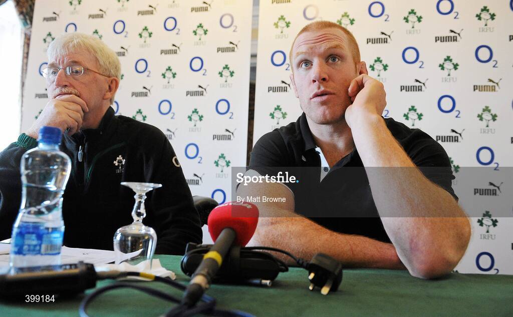 1 February 2010; Ireland's Paul O'Connell and team manager Paul McNaughton during media interviews ahead of their opening RBS Six Nations Rugby Championship game against Italy on Saturday. Fitzpatrick's Castle Hotel, Killiney, Dublin. Picture credit: Matt Browne / SPORTSFILE