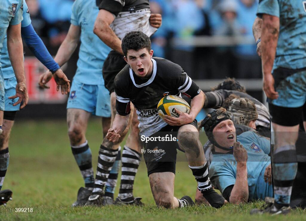 1 February 2010; Peter Osbourne, Newbridge College, celebrates after scoring his side's 1st try. Leinster Schools Senior Cup First Round, St Michael's v Newbridge College, Lakelands Park, Terenure, Dublin. Photo by Sportsfile