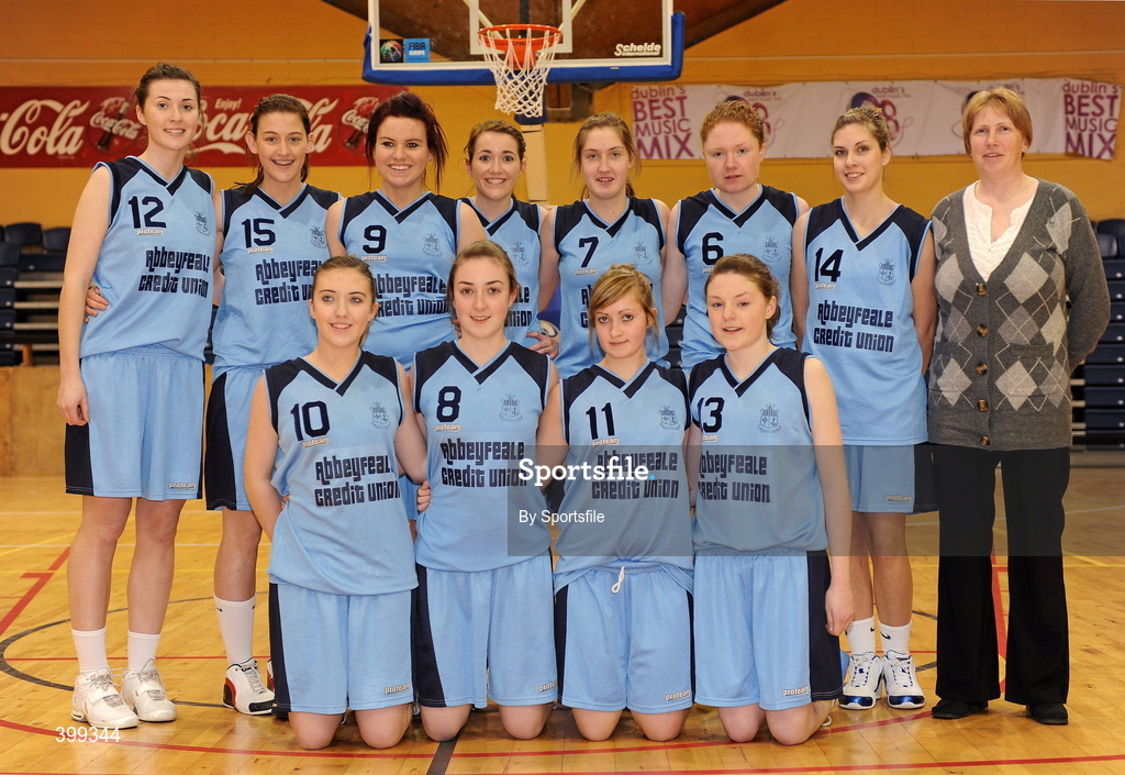 2 February 2010; The St. Josephs Abbeyfeale, Co. Limerick team. All-Ireland School Cup Finals 2010 - U19 Girls A Final, Calasanctius Oranmore, Galway v St. Josephs Abbeyfeale, Co. Limerick, National Basketball Arena, Tallaght, Dublin. Photo by Sportsfile  *** Local Caption *** St. Josephs Abbeyfeale, Co. Limerick