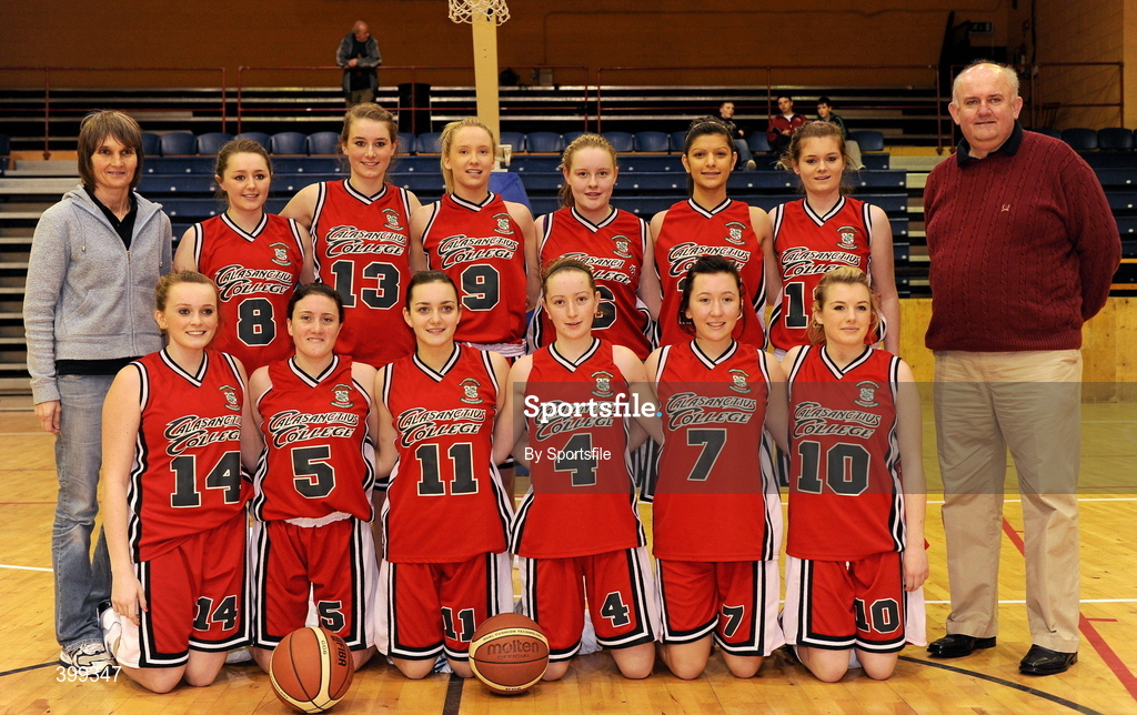 2 February 2010; The Calasanctius Oranmore, Galway team. All-Ireland School Cup Finals 2010 - U19 Girls A Final, Calasanctius Oranmore, Galway v St. Josephs Abbeyfeale, Co. Limerick, National Basketball Arena, Tallaght, Dublin. Photo by Sportsfile