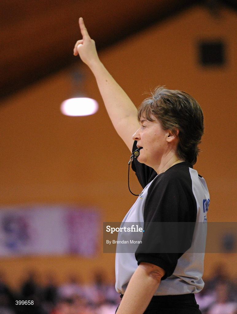 31 January 2010; Mary Phelan, Referee. Women's Superleague National Cup Final 2010, Team Montenotte Hotel Cork v DCU Mercy, National Basketball Arena, Tallaght, Dublin. Picture credit: Brendan Moran / SPORTSFILE