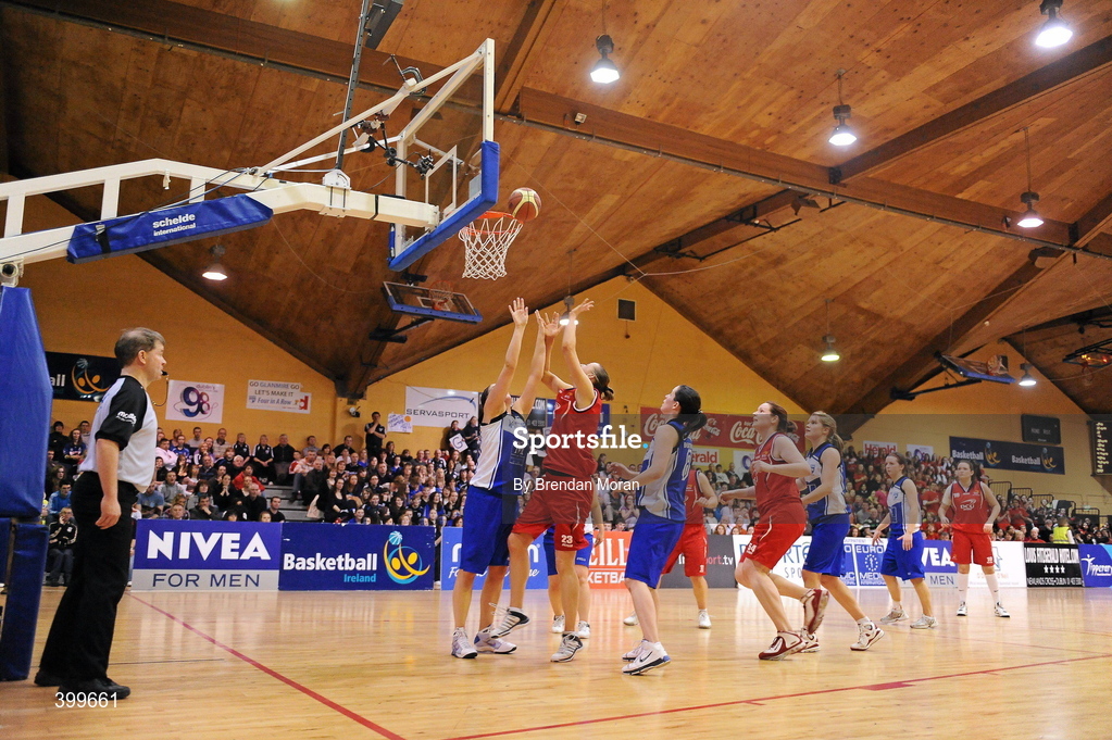 31 January 2010; A general view of the action at the National Basketball Arena. Women's Superleague National Cup Final 2010, Team Montenotte Hotel Cork v DCU Mercy, National Basketball Arena, Tallaght, Dublin. Picture credit: Brendan Moran / SPORTSFILE