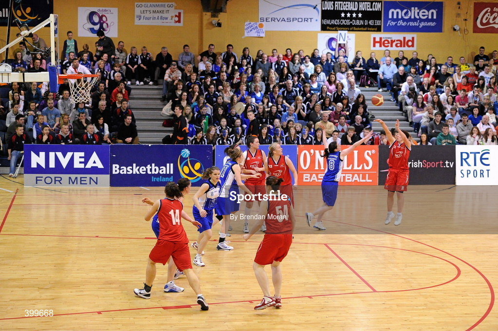 31 January 2010; A general view of the action at the National Basketbal Arena. Women's Superleague National Cup Final 2010, Team Montenotte Hotel Cork v DCU Mercy, National Basketball Arena, Tallaght, Dublin. Picture credit: Brendan Moran / SPORTSFILE