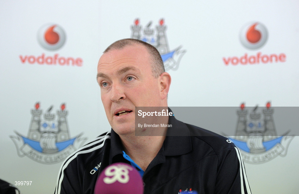 4 February 2010; Dublin manager Pat Gilroy speaking during a press conference ahead of their Allianz GAA Football National League against Kerry on Sunday. Dublin Training Facility, DCU St. Clare’s, Glasnevin, Dublin. Picture credit: Brendan Moran / SPORTSFILE