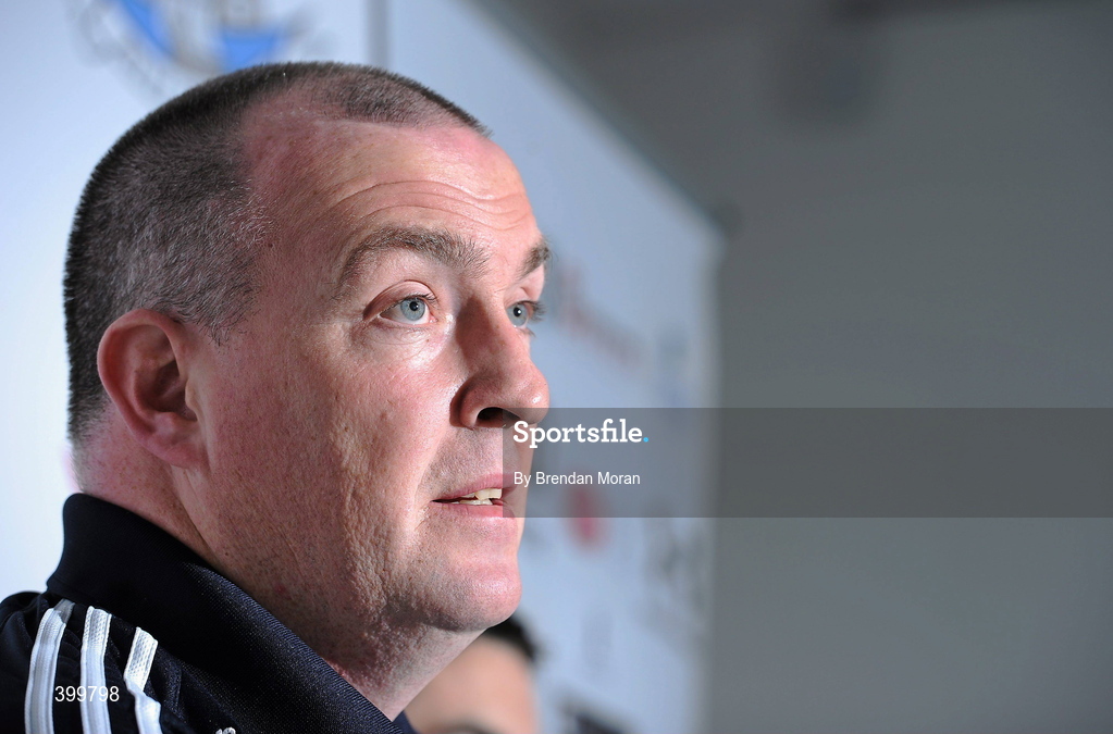 4 February 2010; Dublin manager Pat Gilroy speaking during a press conference ahead of their Allianz GAA Football National League against Kerry on Sunday. Dublin Training Facility, DCU St. Clare’s, Glasnevin, Dublin. Picture credit: Brendan Moran / SPORTSFILE