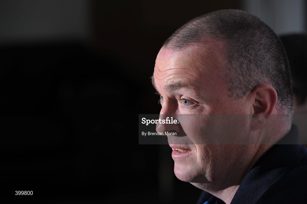 4 February 2010; Dublin manager Pat Gilroy speaking during a press conference ahead of their Allianz GAA Football National League against Kerry on Sunday. Dublin Training Facility, DCU St. Clare’s, Glasnevin, Dublin. Picture credit: Brendan Moran / SPORTSFILE