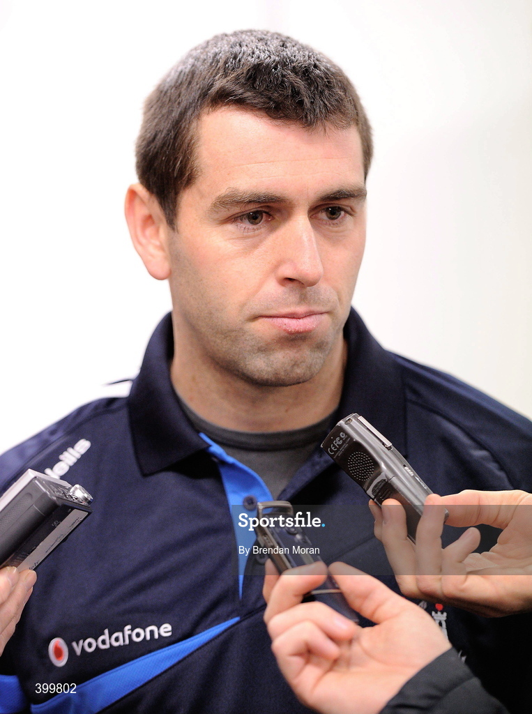 4 February 2010; Dublin footballer David Henry is interviewed during a press conference ahead of their Allianz GAA Football National League against Kerry on Sunday. Dublin Training Facility, DCU St. Clare’s, Glasnevin, Dublin. Picture credit: Brendan Moran / SPORTSFILE