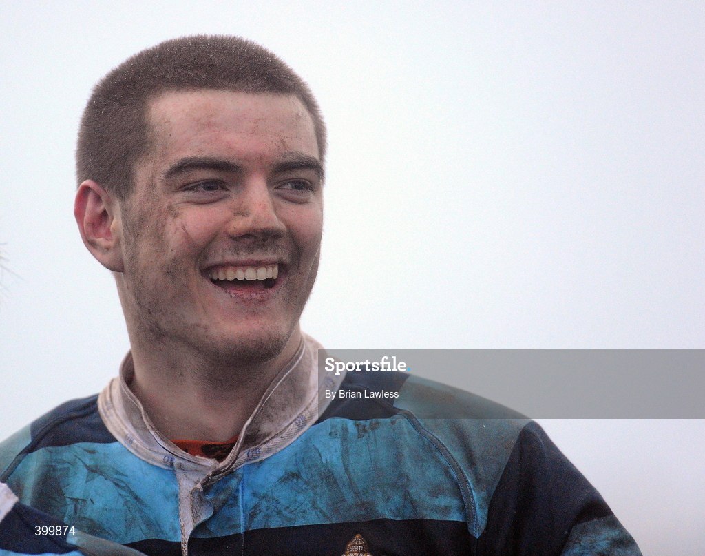 4 February 2010; Aidan Noonan, Castleknock College, shows his delight after his side's victory. Leinster Schools Senior Cup 1st Round, Gonzaga College SJ v Castleknock College, Stradbrook Road, Blackrock, Co. Dublin. Picture credit: Brian Lawless / SPORTSFILE