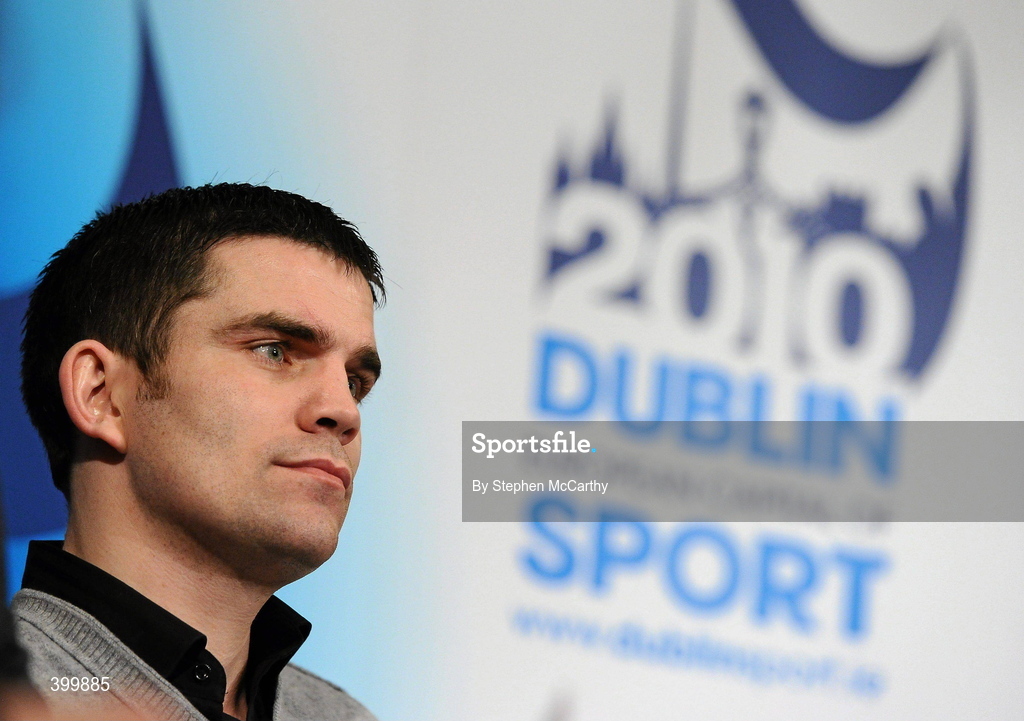 4 February 2010; Boxer and Ambassador of Dublin Sport 2010 Bernard Dunne at the handing over ceremony of the European Capital of Sport trophy. Lord Mayor Councillor Emer Costello announced the appointment of eleven ambassadors of sport from Dublin’s sporting communities to celebrate the achievements of the Capital and its citizens at the start of Dublin – European Capital of Sport 2010 today. The Ambassadors of Dublin Sport were nominated by their clubs and sporting governing bodies. St Patrick's Hall, Dublin Castle, Dublin. Picture credit: Stephen McCarthy / SPORTSFILE
