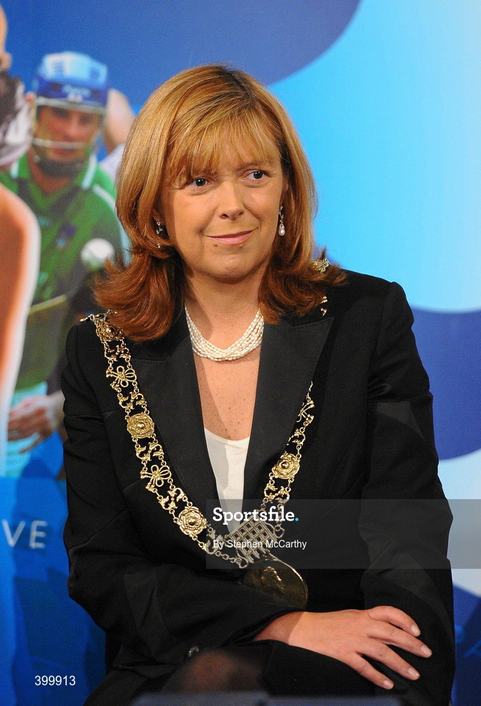 4 February 2010; Lord Mayor Councillor Emer Costello at the handing over ceremony of the European Capital of Sport trophy and flag. Lord Mayor Councillor Emer Costello announced the appointment of eleven ambassadors of sport from Dublin’s sporting communities to celebrate the achievements of the Capital and its citizens at the start of Dublin – European Capital of Sport 2010 today. The Ambassadors of Dublin Sport were nominated by their clubs and sporting governing bodies. St Patrick's Hall, Dublin Castle, Dublin. Picture credit: Stephen McCarthy / SPORTSFILE