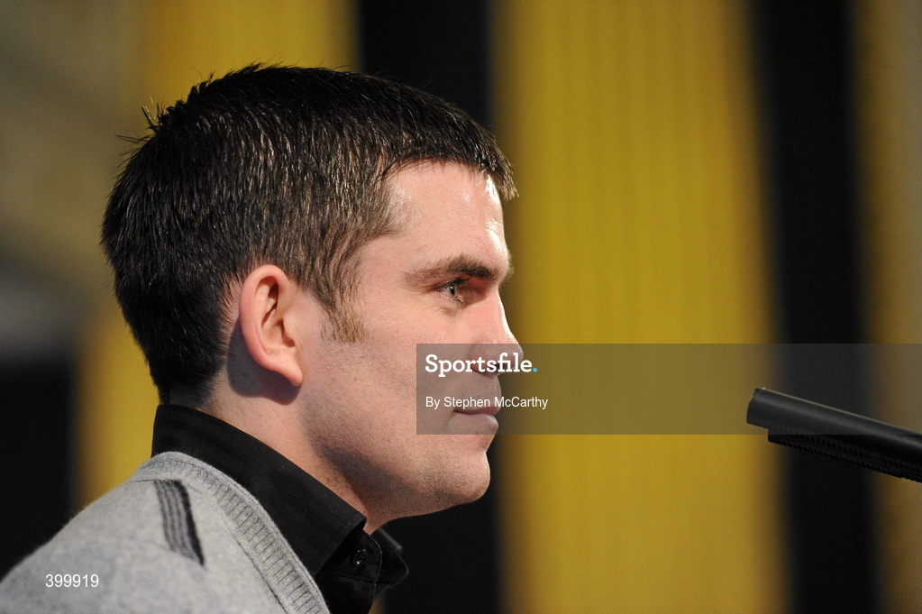 4 February 2010; Boxer and Ambassador of Dublin Sport 2010 Bernard Dunne at the handing over ceremony of the European Capital of Sport trophy and flag. Lord Mayor Councillor Emer Costello announced the appointment of eleven ambassadors of sport from Dublin’s sporting communities to celebrate the achievements of the Capital and its citizens at the start of Dublin – European Capital of Sport 2010 today. The Ambassadors of Dublin Sport were nominated by their clubs and sporting governing bodies. St Patrick's Hall, Dublin Castle, Dublin. Picture credit: Stephen McCarthy / SPORTSFILE