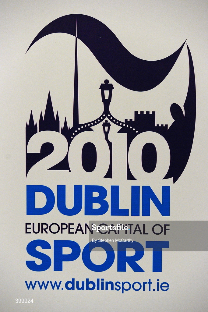4 February 2010; A general view of the European Capital of Sport logo. Lord Mayor Councillor Emer Costello announced the appointment of eleven ambassadors of sport from Dublin’s sporting communities to celebrate the achievements of the Capital and its citizens at the start of Dublin – European Capital of Sport 2010 today. The Ambassadors of Dublin Sport were nominated by their clubs and sporting governing bodies. St Patrick's Hall, Dublin Castle, Dublin. Picture credit: Stephen McCarthy / SPORTSFILE