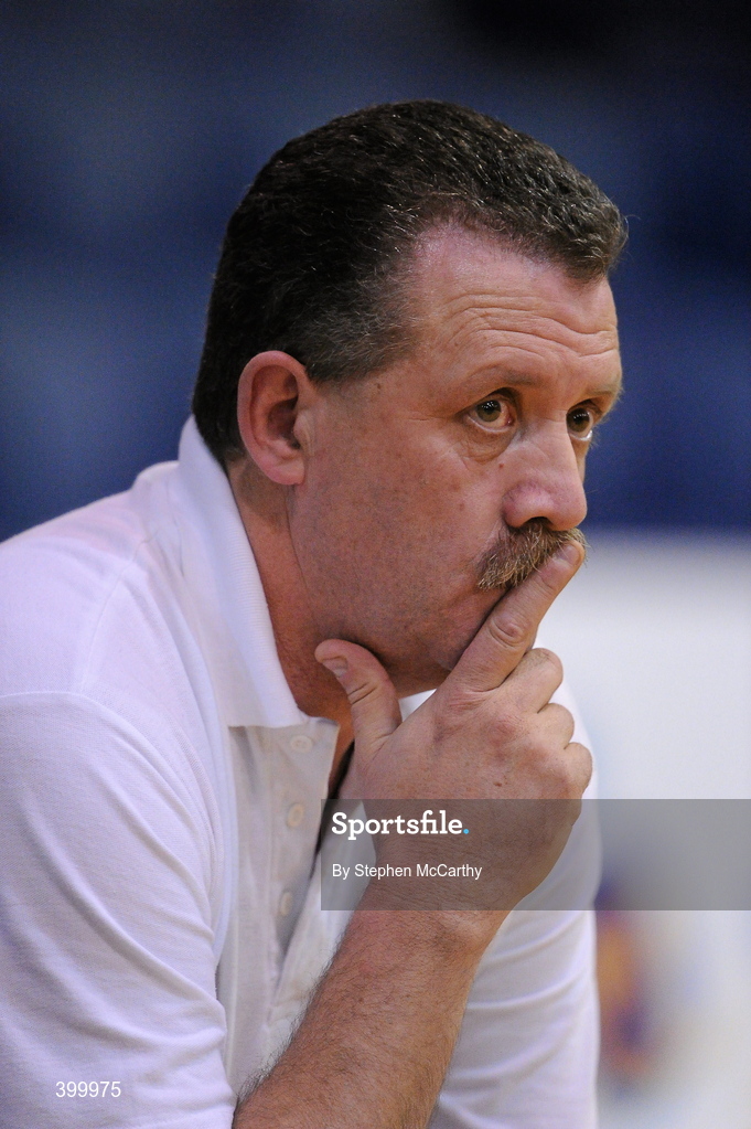 29 January 2010; Meteors head coach Hugh Kilbride. Basketball Ireland Women’s Under 18 National Cup Final, AOS Security Glanmire, Cork, v Meteors, Dublin, National Basketball Arena, Tallaght, Dublin. Picture credit: Stephen McCarthy / SPORTSFILE