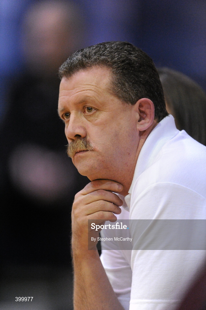 29 January 2010; Meteors head coach Hugh Kilbride. Basketball Ireland Women’s Under 18 National Cup Final, AOS Security Glanmire, Cork, v Meteors, Dublin, National Basketball Arena, Tallaght, Dublin. Picture credit: Stephen McCarthy / SPORTSFILE